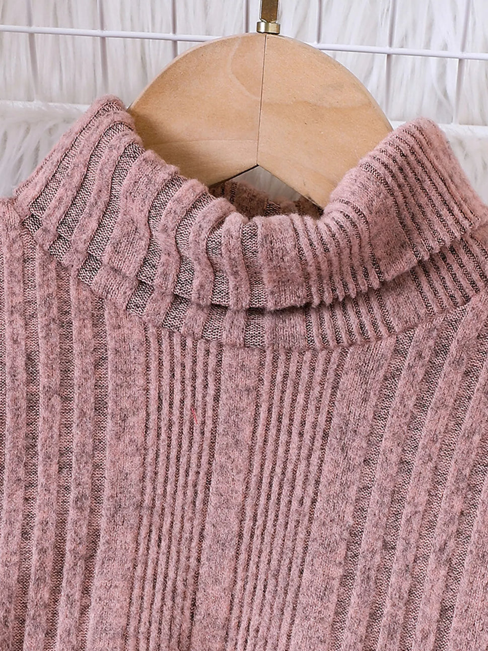 Children's Ribbed Knit Two-Tone Dress Set