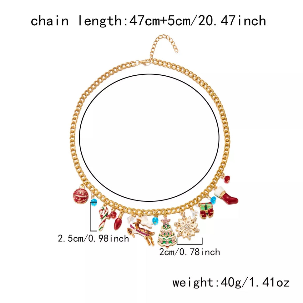 18K Gold-Plated Christmas Charm Necklace