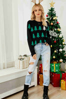 Switch Christmas Tree Round Neck Ribbed Trim Sweater 3 image