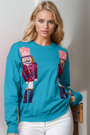 Switch Double Take Full Size Nutcracker Sequin Long Sleeve Sweater 3 image