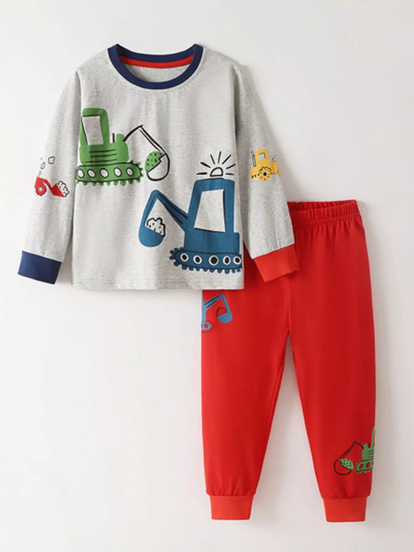 Children's Construction Vehicle Print Pajama Set