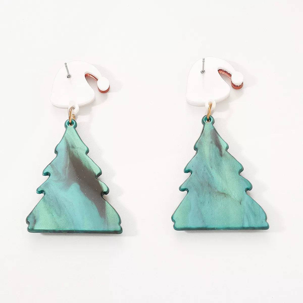 Acrylic Resin Christmas Tree Drop Earrings