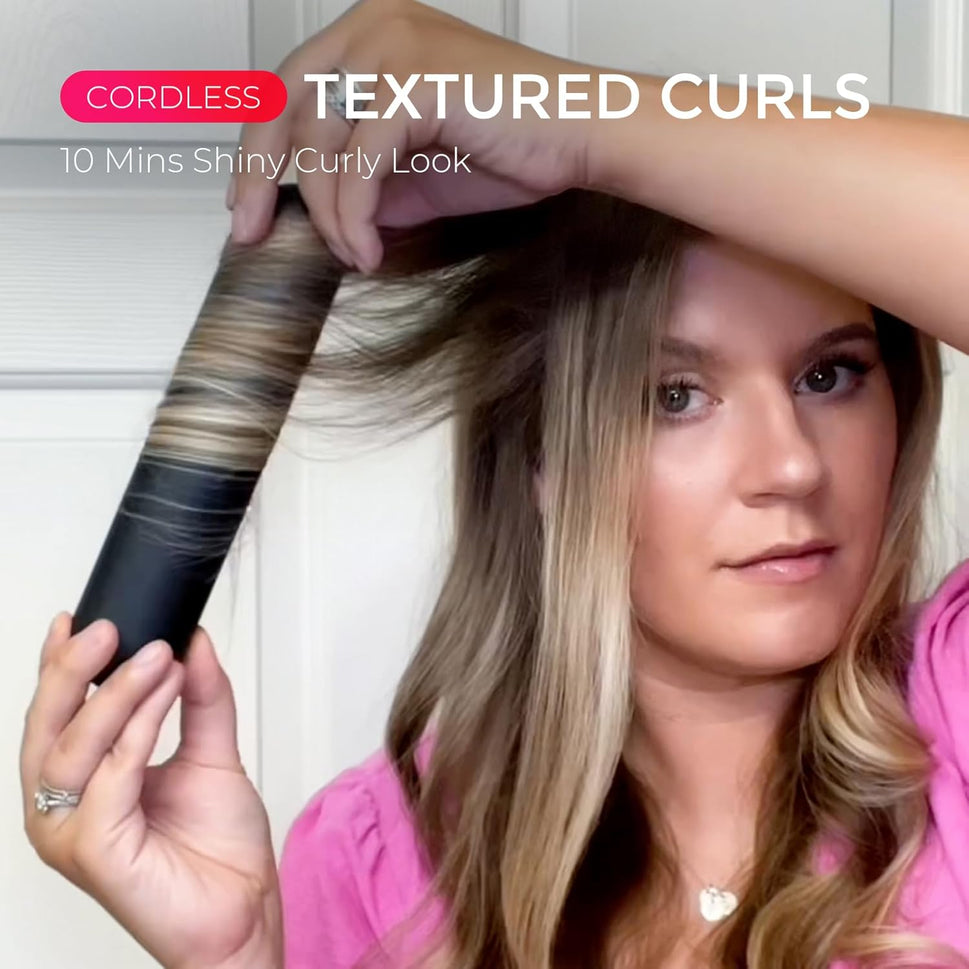 Cordless Hair Straightener Brush - Upgrade Porta ECO Portable Straightening Brush for Travel, Mini Hot Straightening Comb for Women, Ceramic Coating, Lightweight for Touch-Ups,Anti-Scald, Black