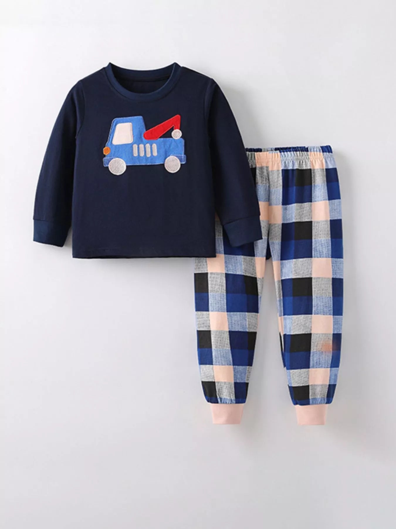 Children's Truck Applique Long Sleeve Top and Pants Set