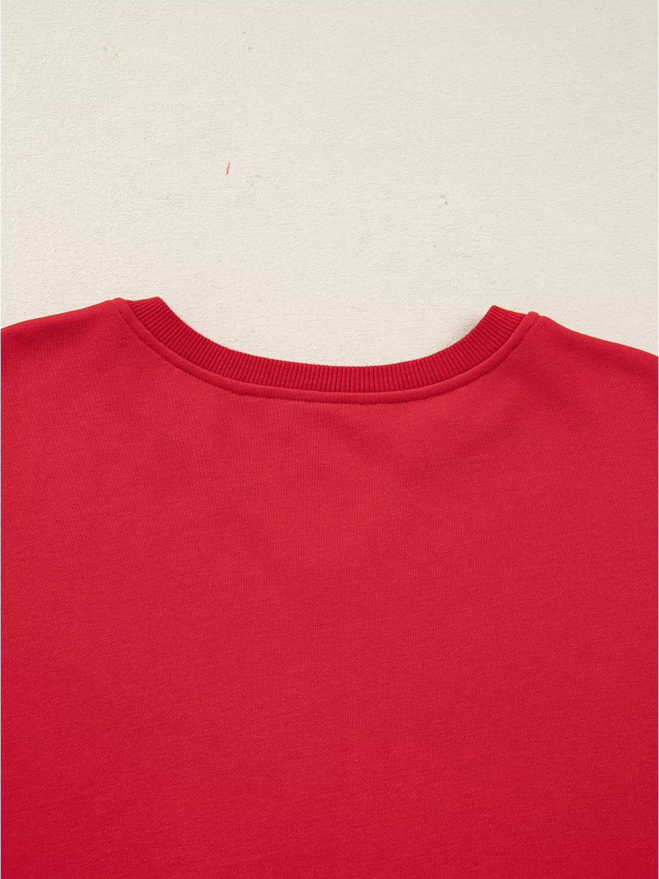 Plaid Frayed Double Christmas Tree Patched Drop Shoulder Sweatshirt