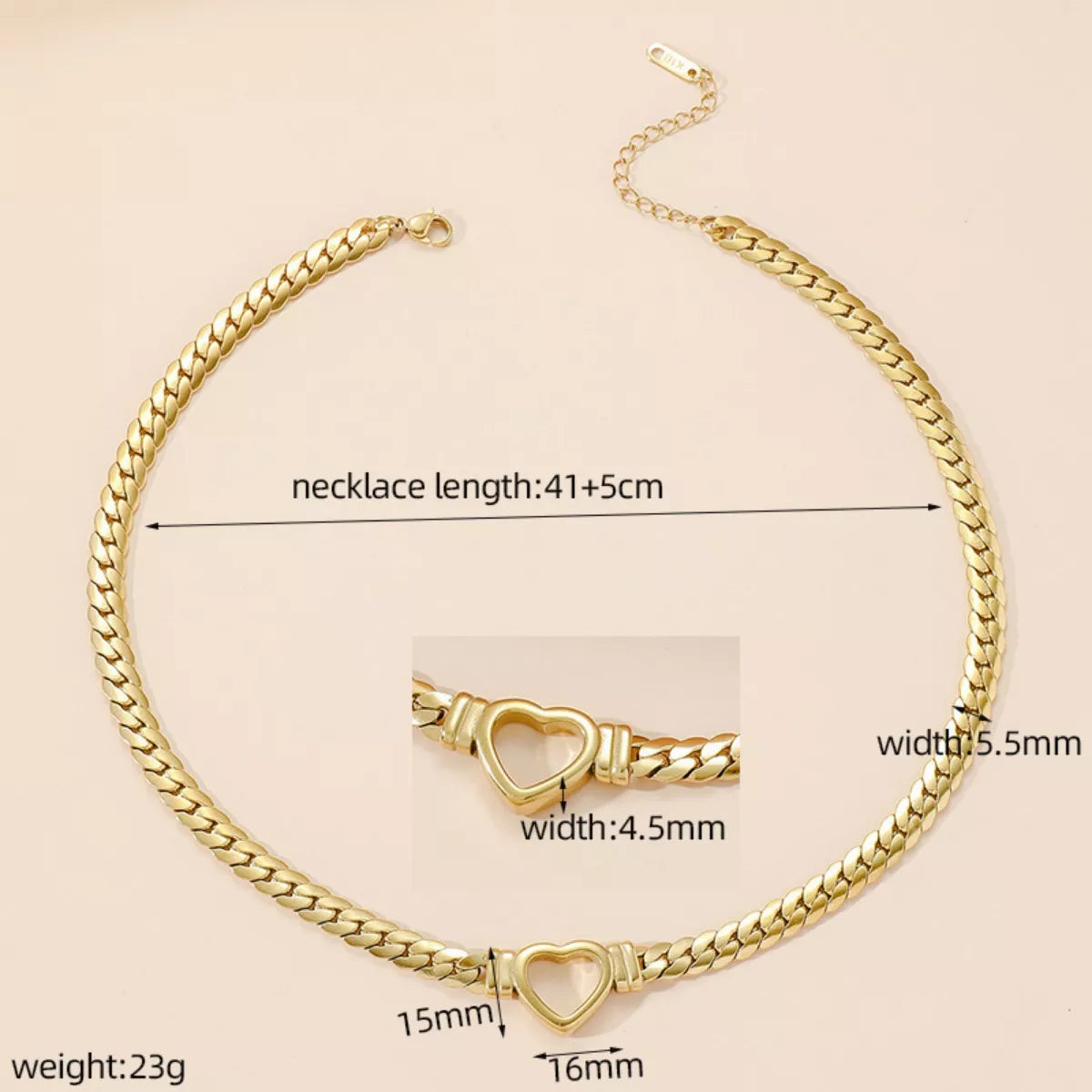 18K Gold-Plated Chain Heart Necklace
