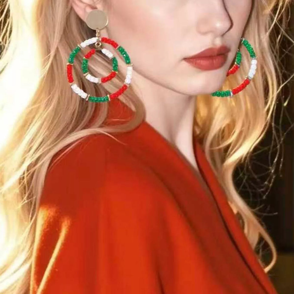 Christmas Beaded Hoop Earrings