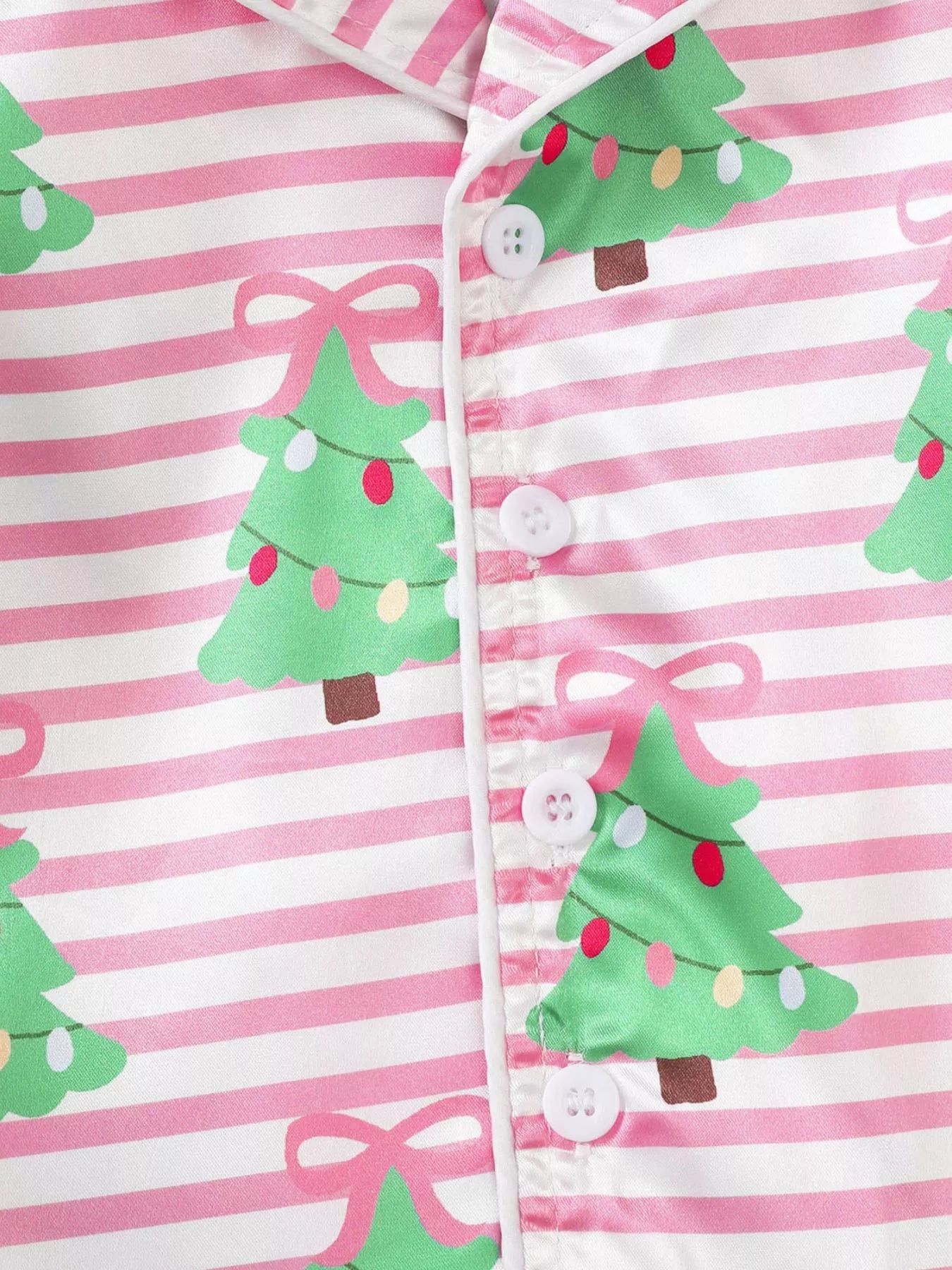 Children's Christmas Tree Print Fluffy Cuff Pajama Set