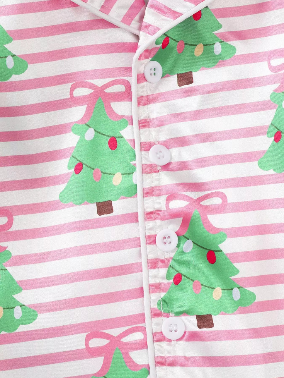 Children's Christmas Tree Print Fluffy Cuff Pajama Set