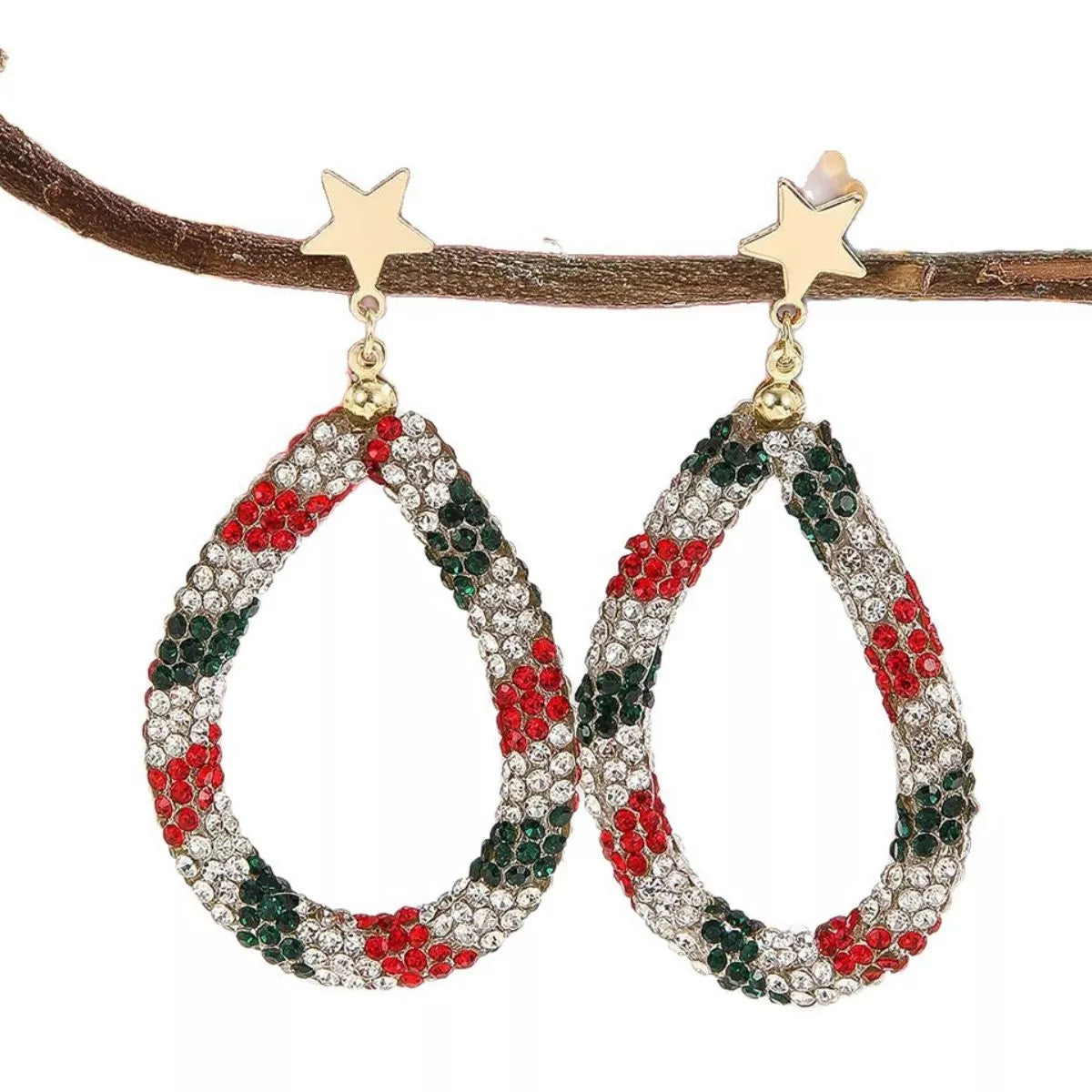 Christmas Rhinestone Teardrop Earrings