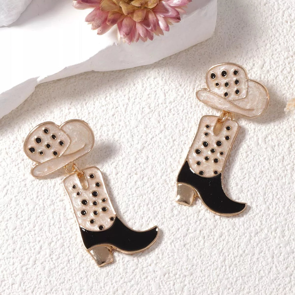 Cowgirl Boot and Hat Dangle Earrings