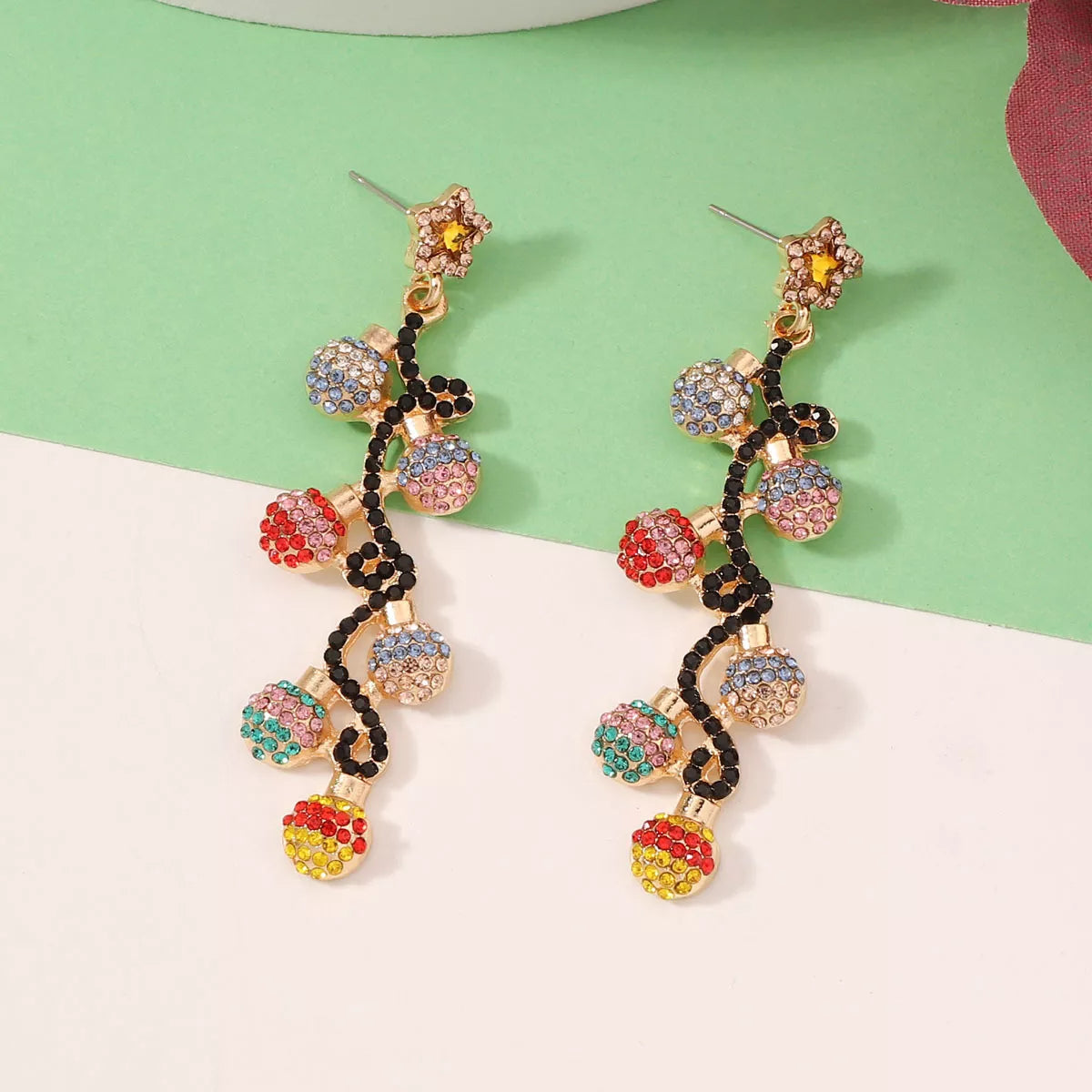 Christmas 18K Gold-Plated Rhinestone Earrings