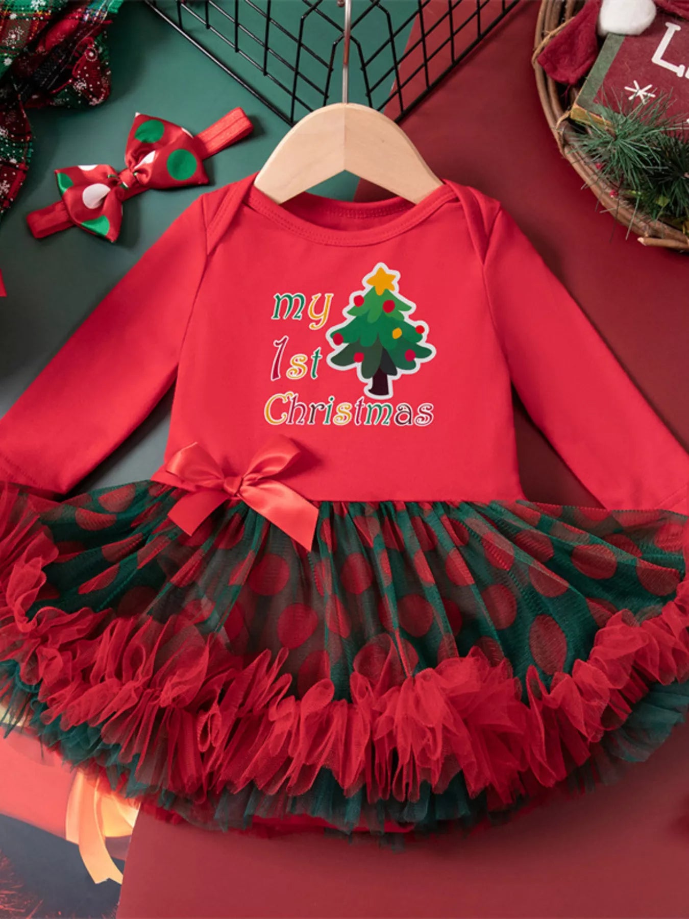 Children's Christmas Stocking Tulle Ruffle Dress