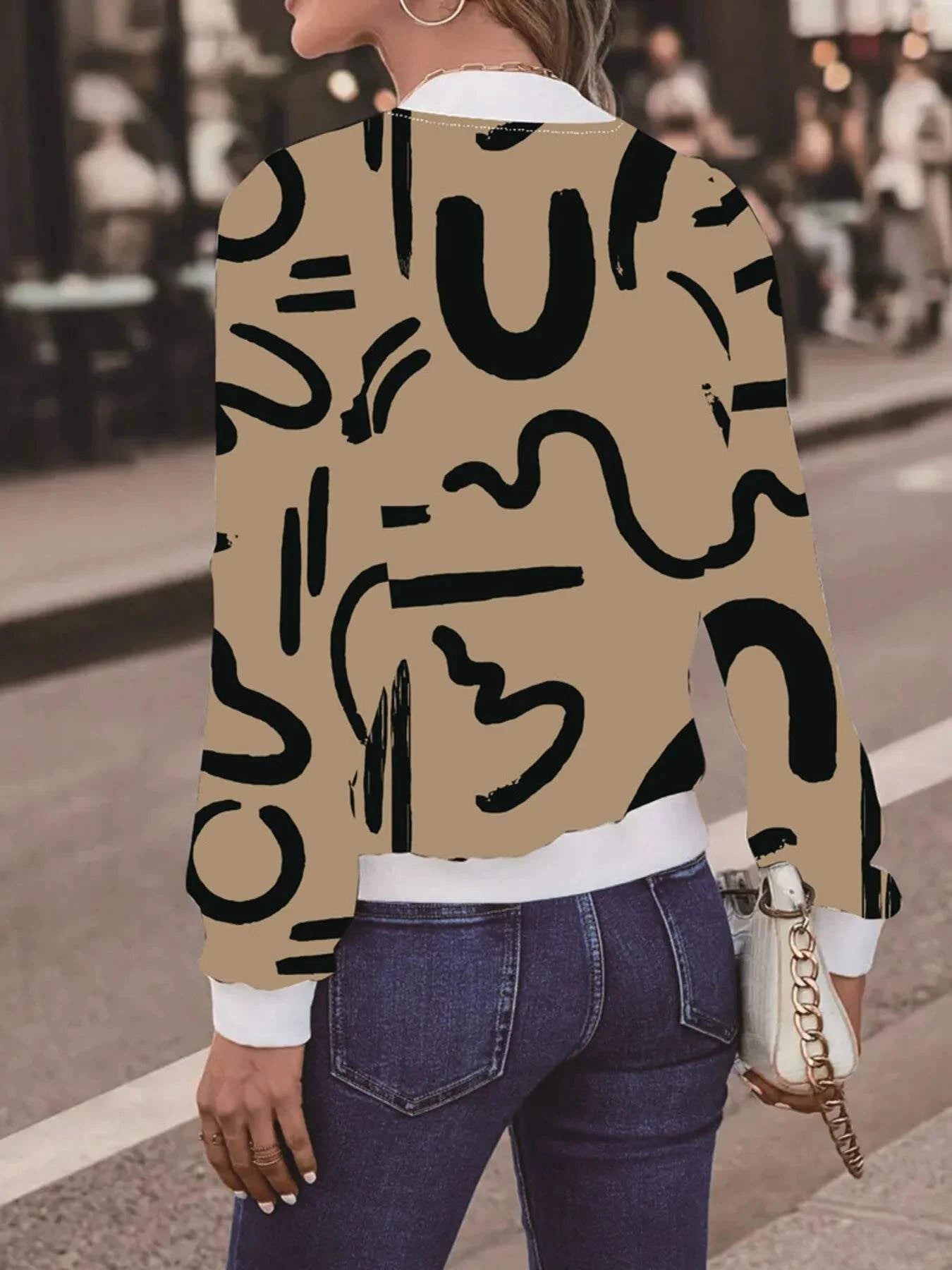 Number Print Zip Up Jacket