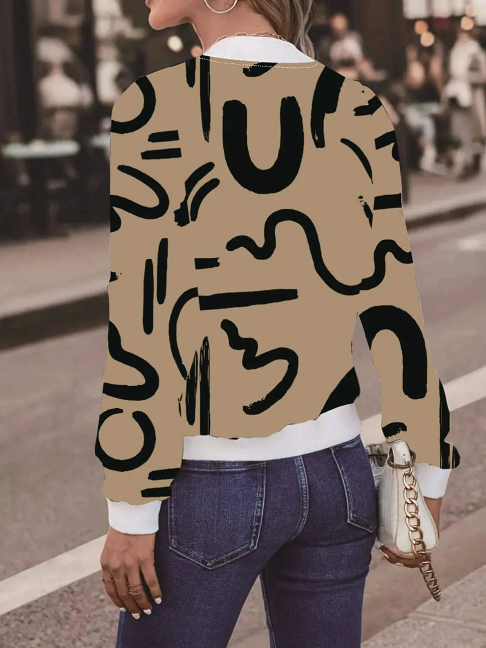 Number Print Zip Up Jacket