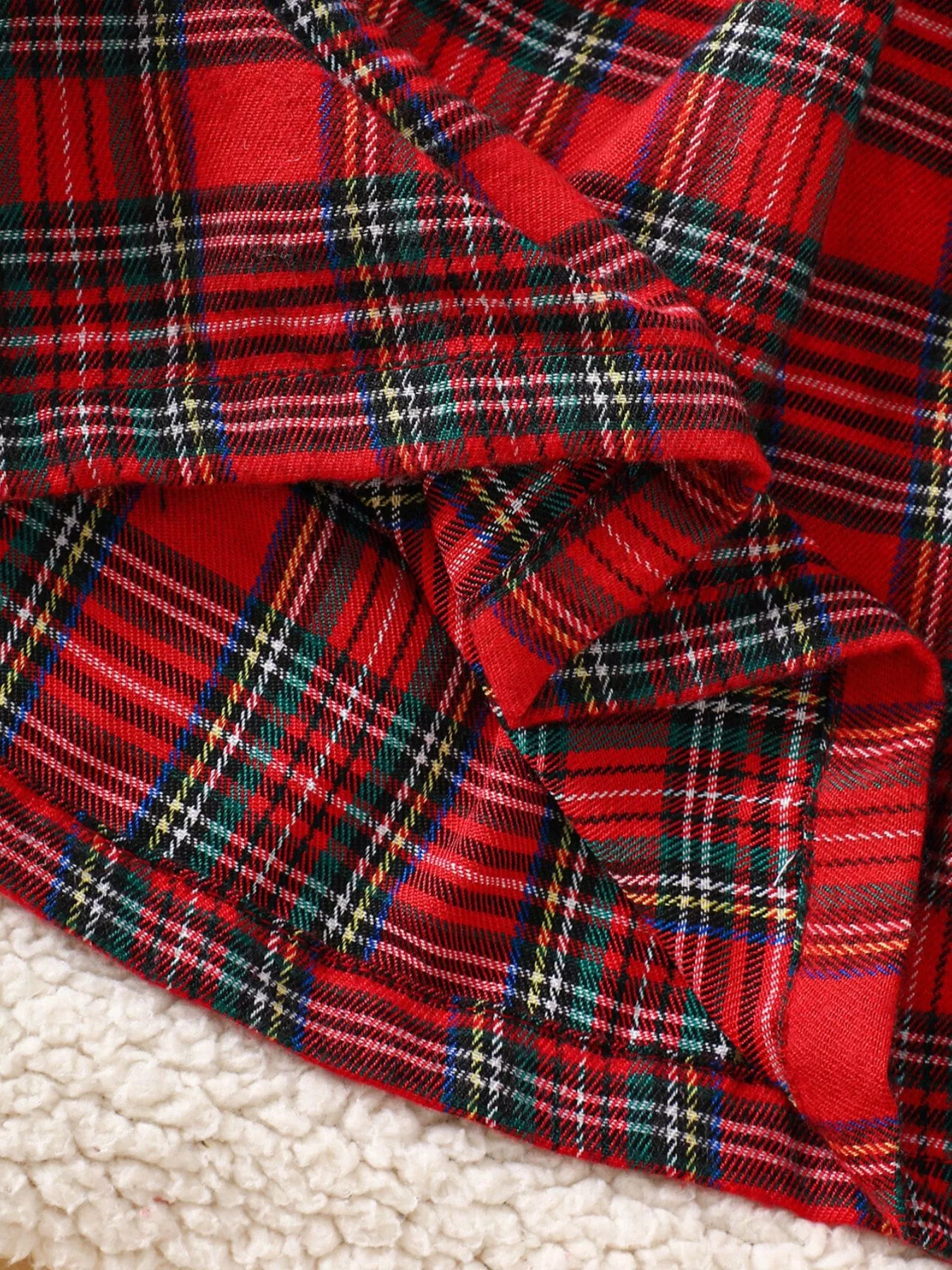 Children's Christmas Plaid Embroidered Smocked Dress