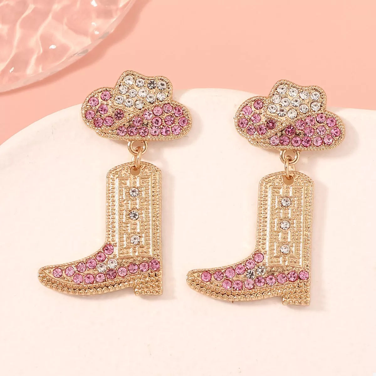 Rhinestone Cowboy Boot Dangle Earrings