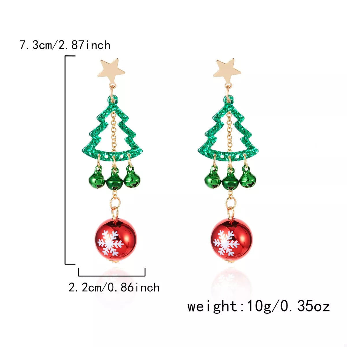 Christmas Tree Ball Drop Earrings