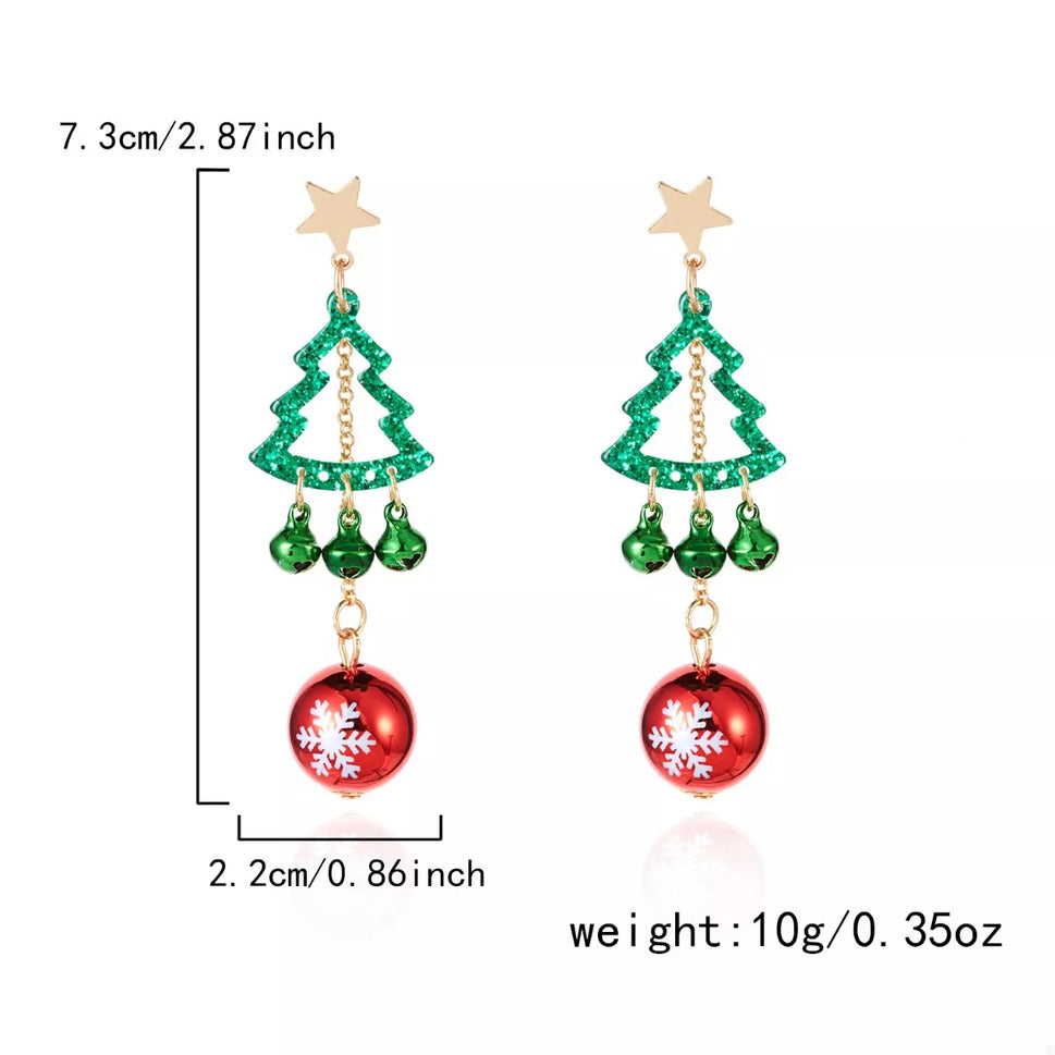 Christmas Tree Ball Drop Earrings