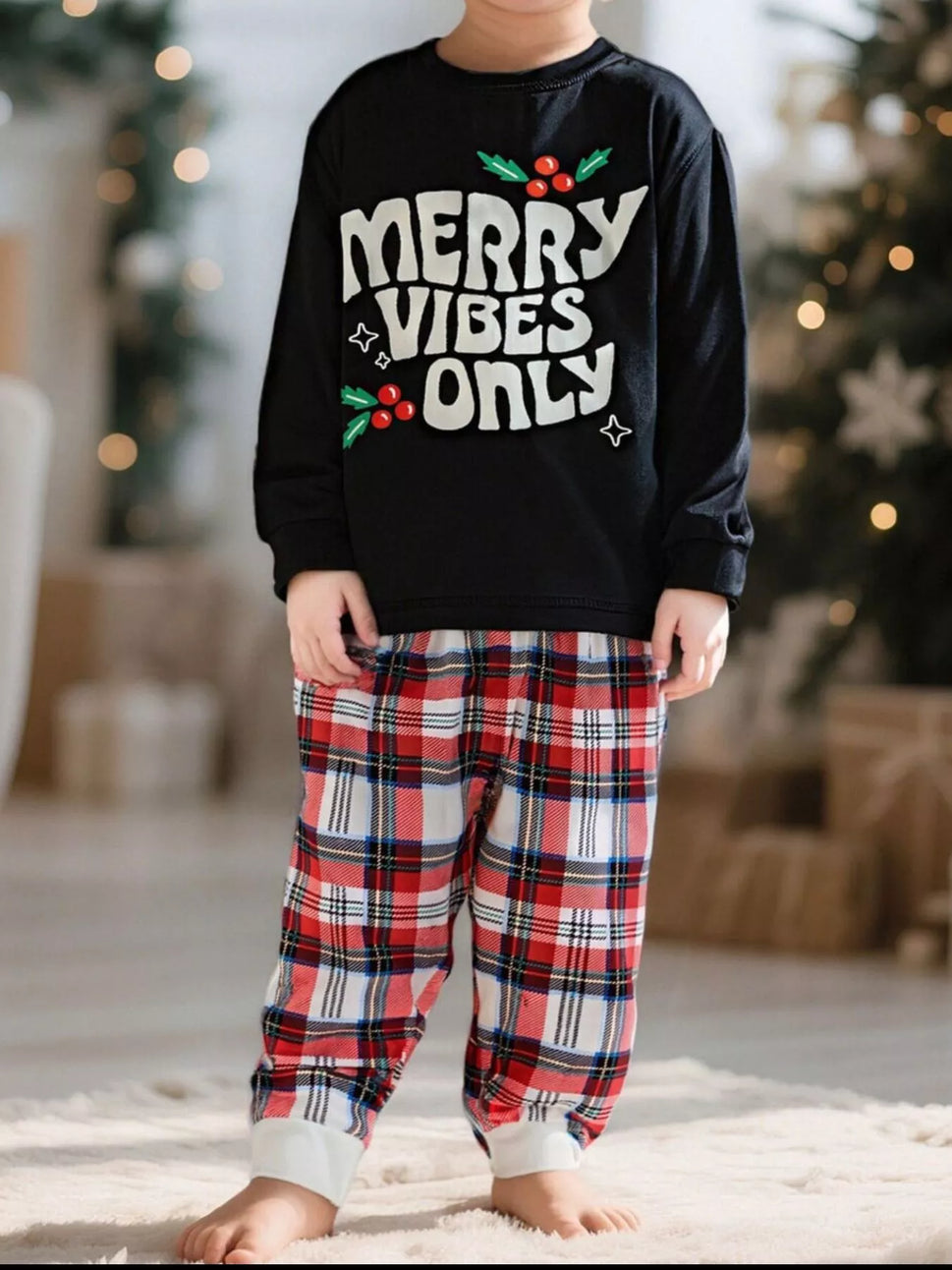 Children's Merry Vibes Only Christmas Pajama Set