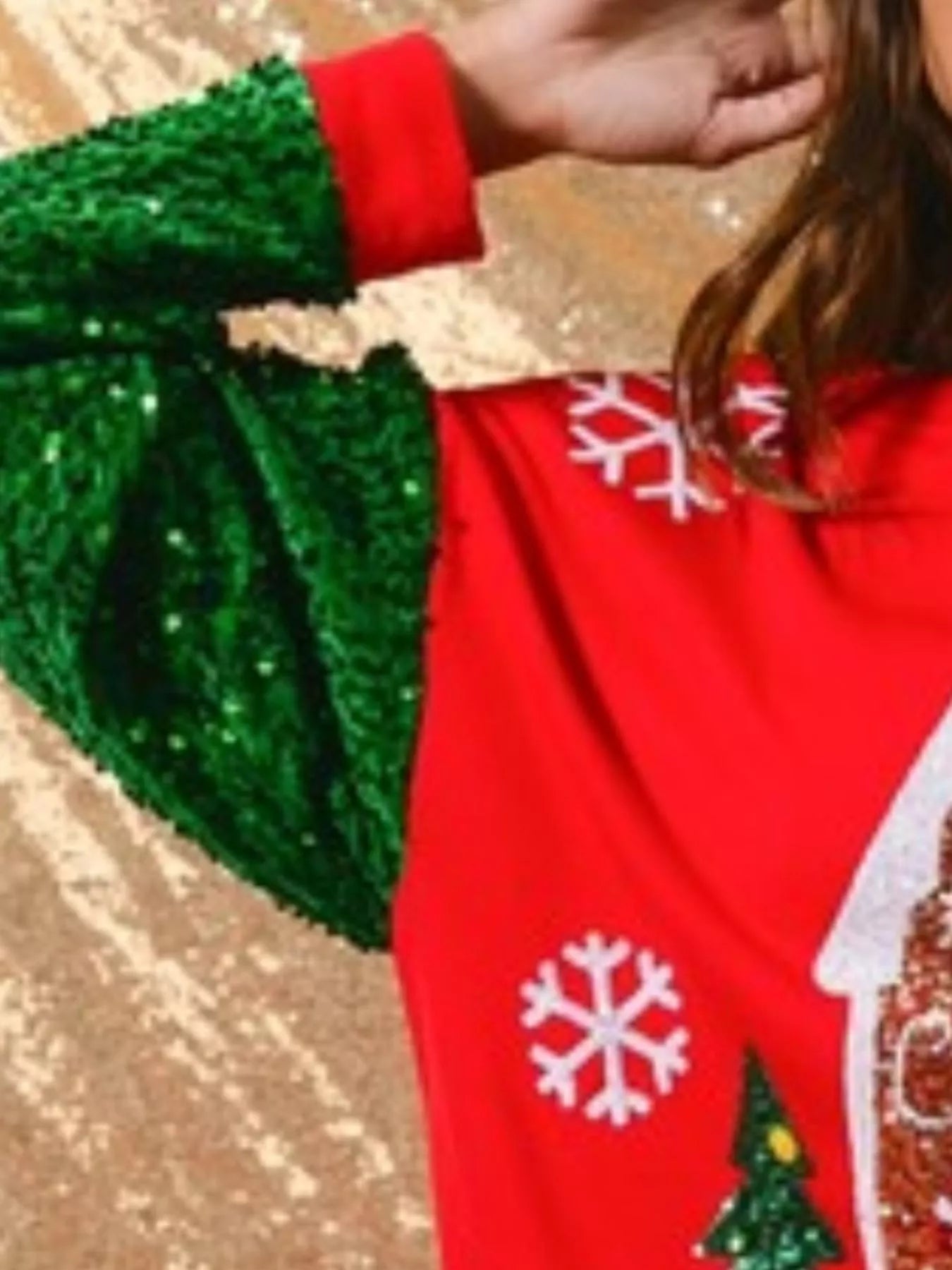 Christmas Theme Sequin Long Sleeve Sweatshirt