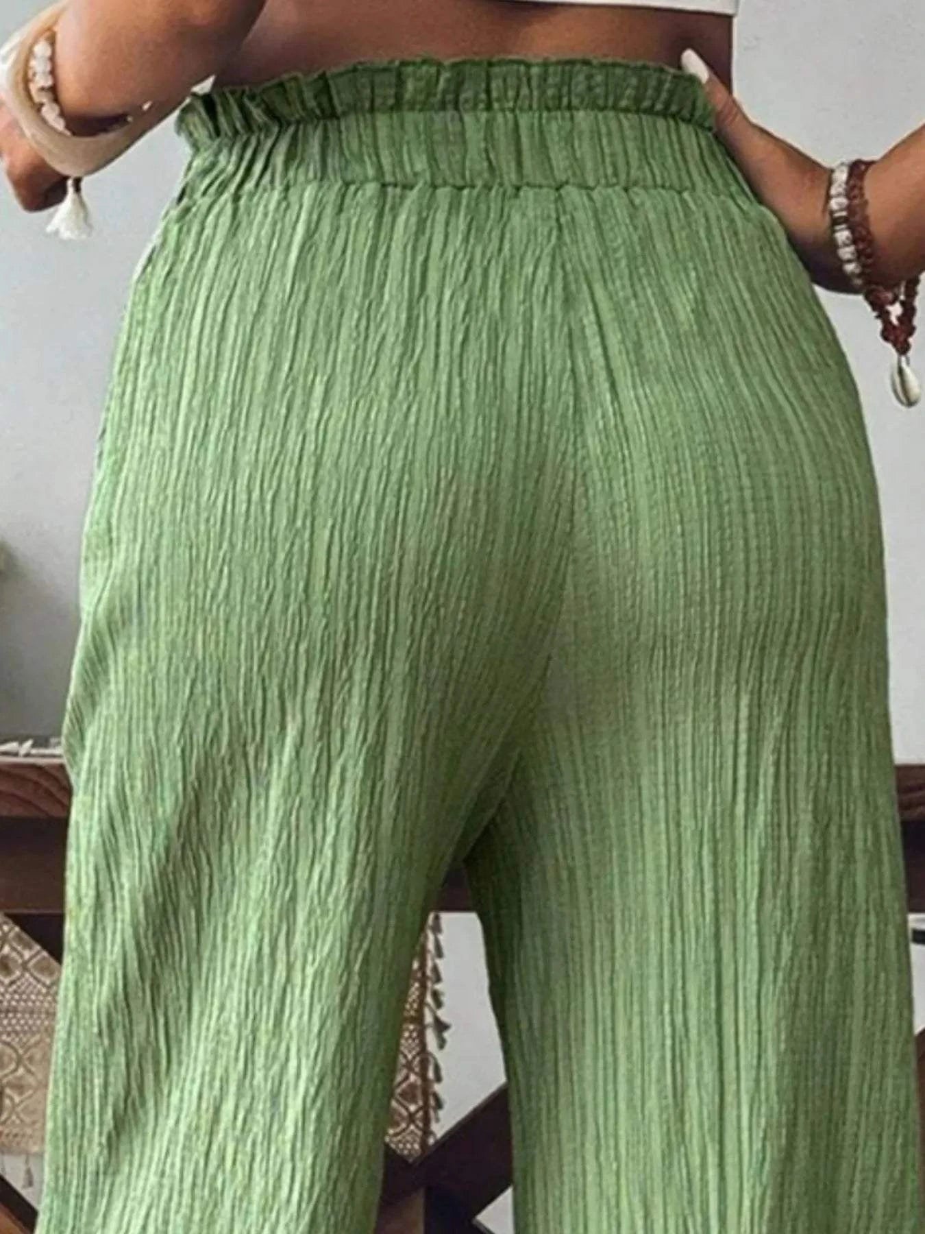 Textured Wide-Leg Pants