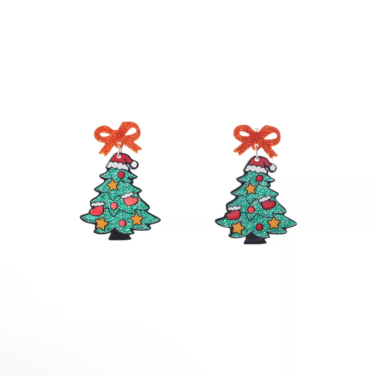 Christmas Tree Bow Dangle Earrings