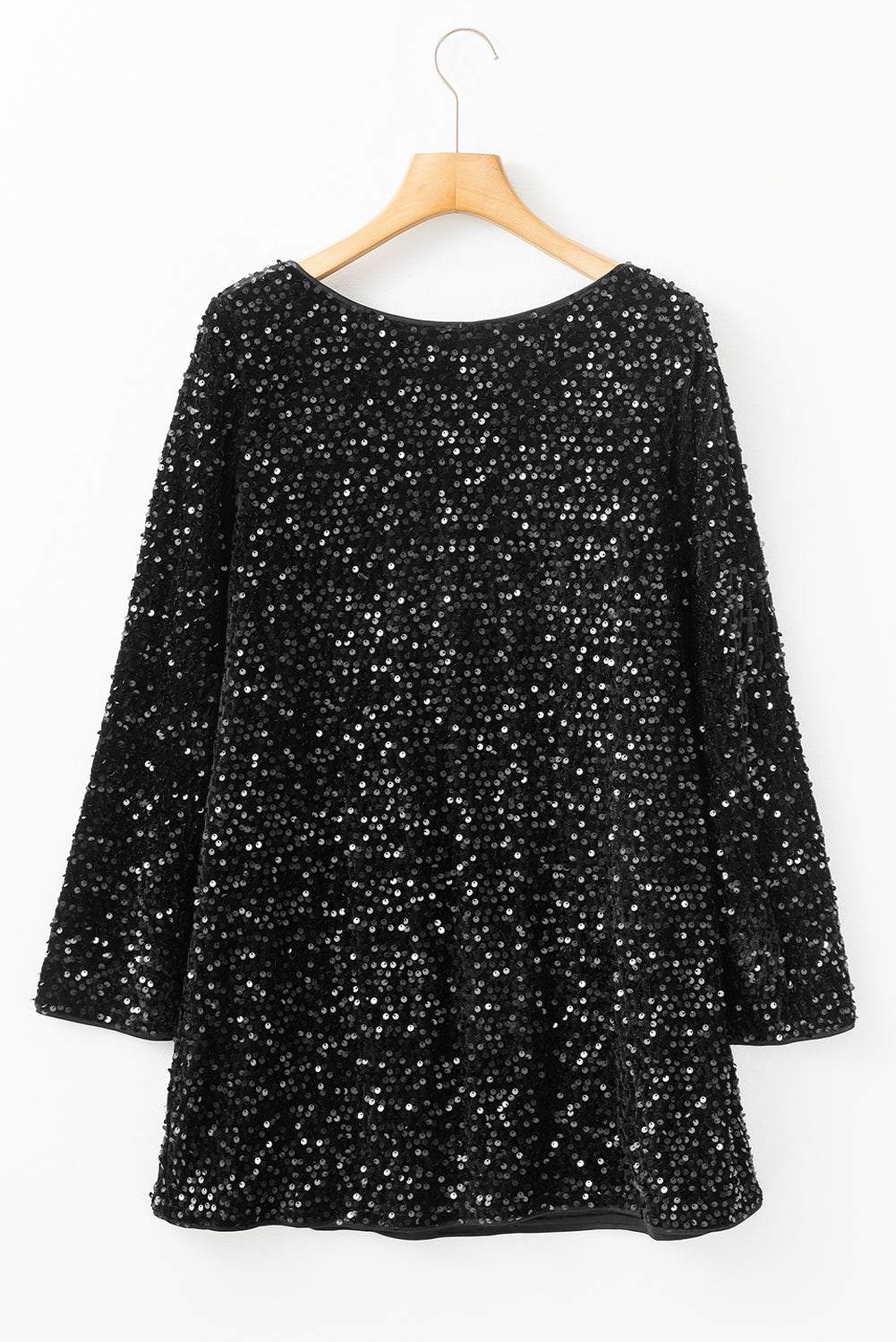 Sequin Bow Back Long Sleeve Mini Dress