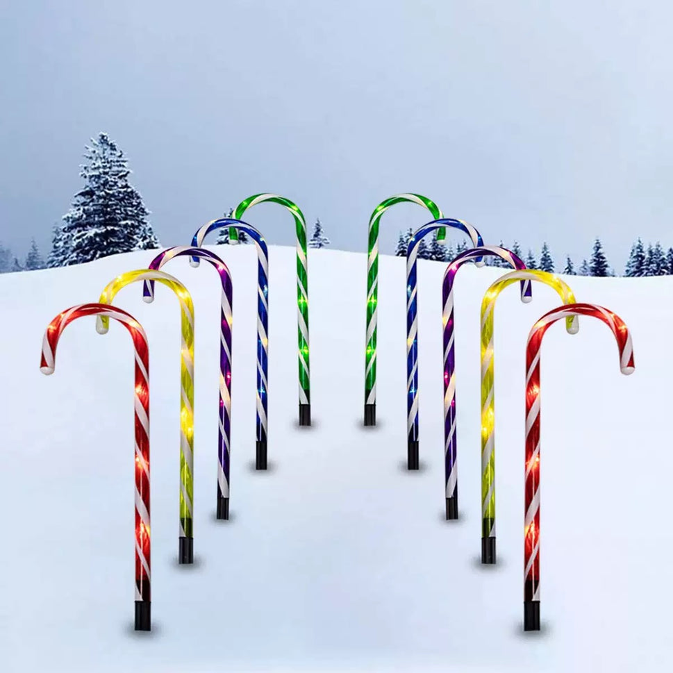 Solar Candy Cane Christmas Lights for Garden Decoration