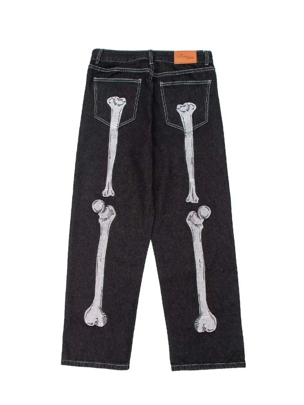 Men's Skeleton Embroidered Straight Leg Jeans