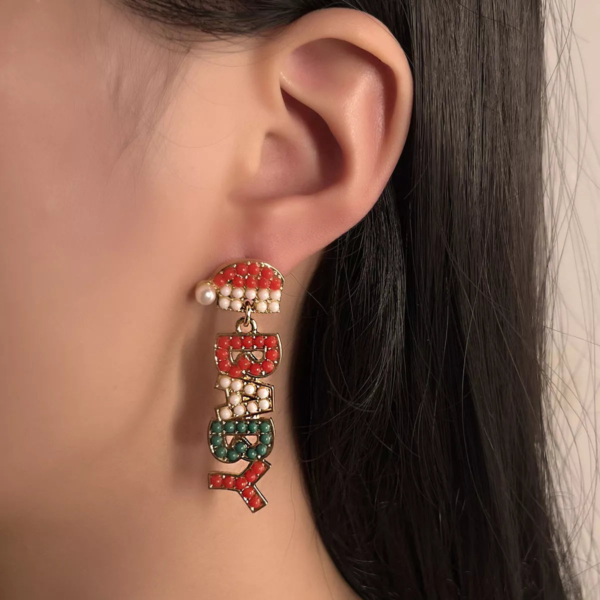 Christmas Beaded BABY Drop Earrings