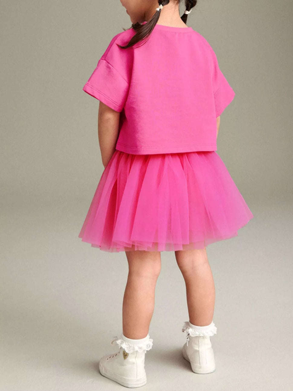 Children's Round Neck T-Shirt and Skirt Set