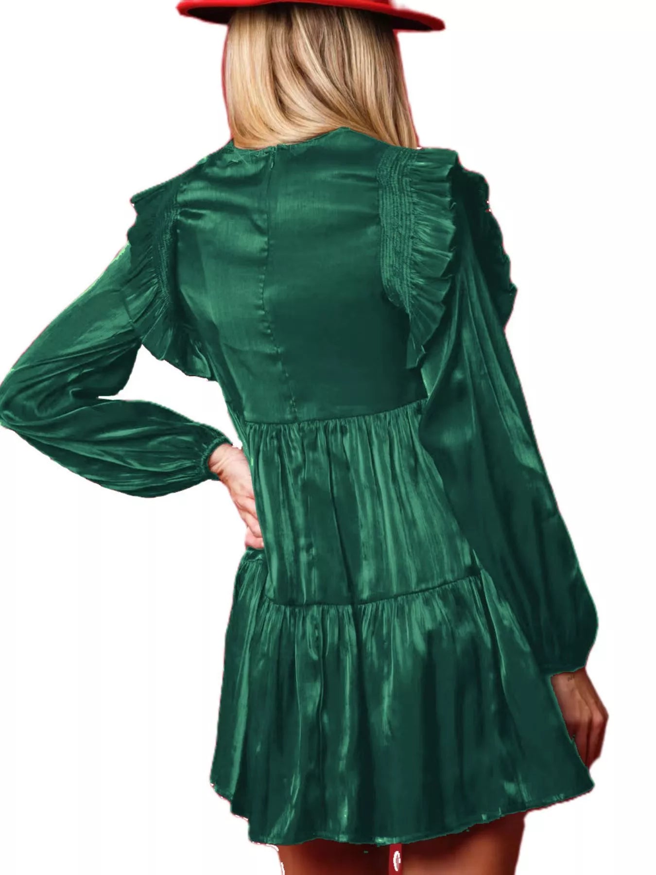 Christmas Ruffled Nutcracker Long Sleeve Dress