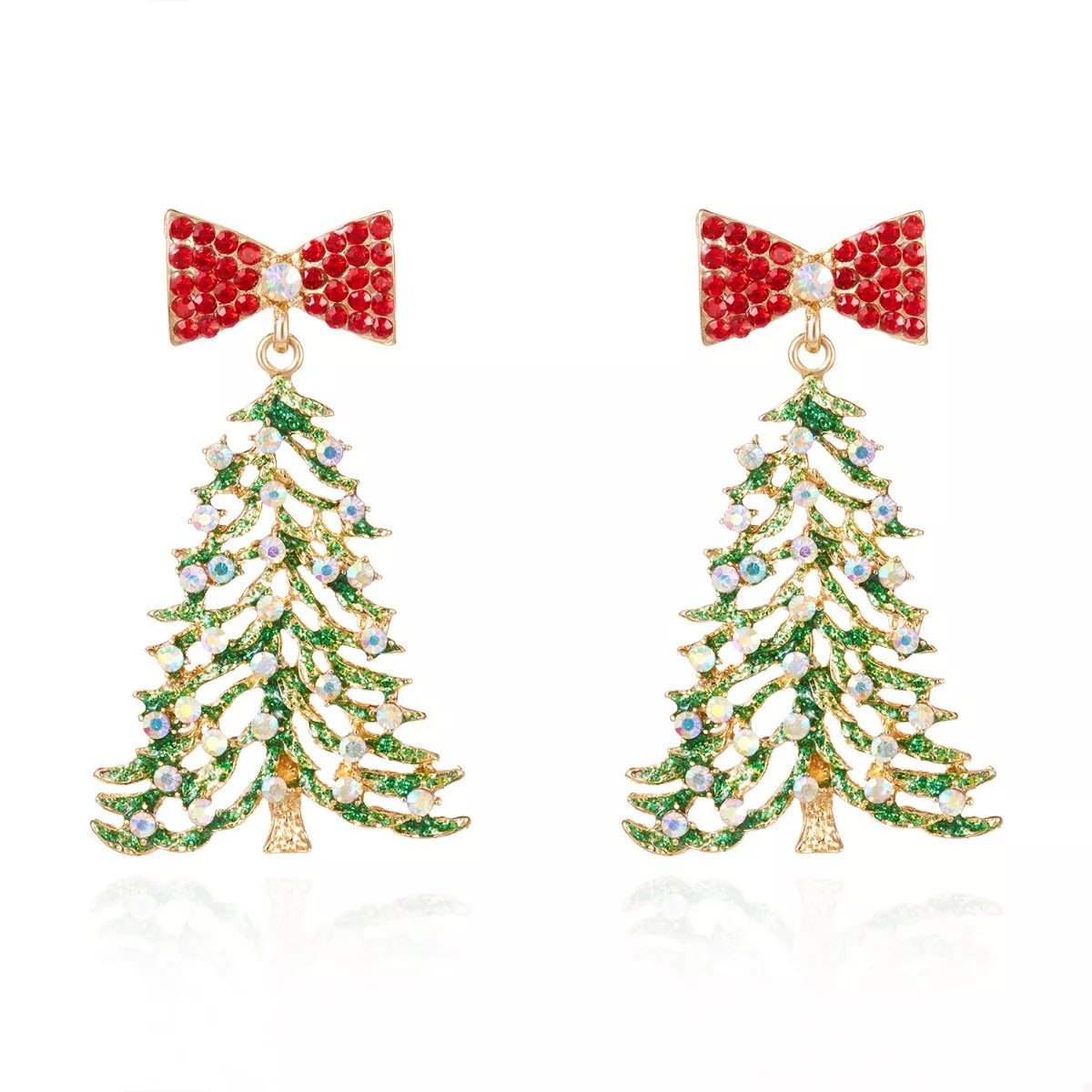 Christmas Tree Bow Drop Earrings