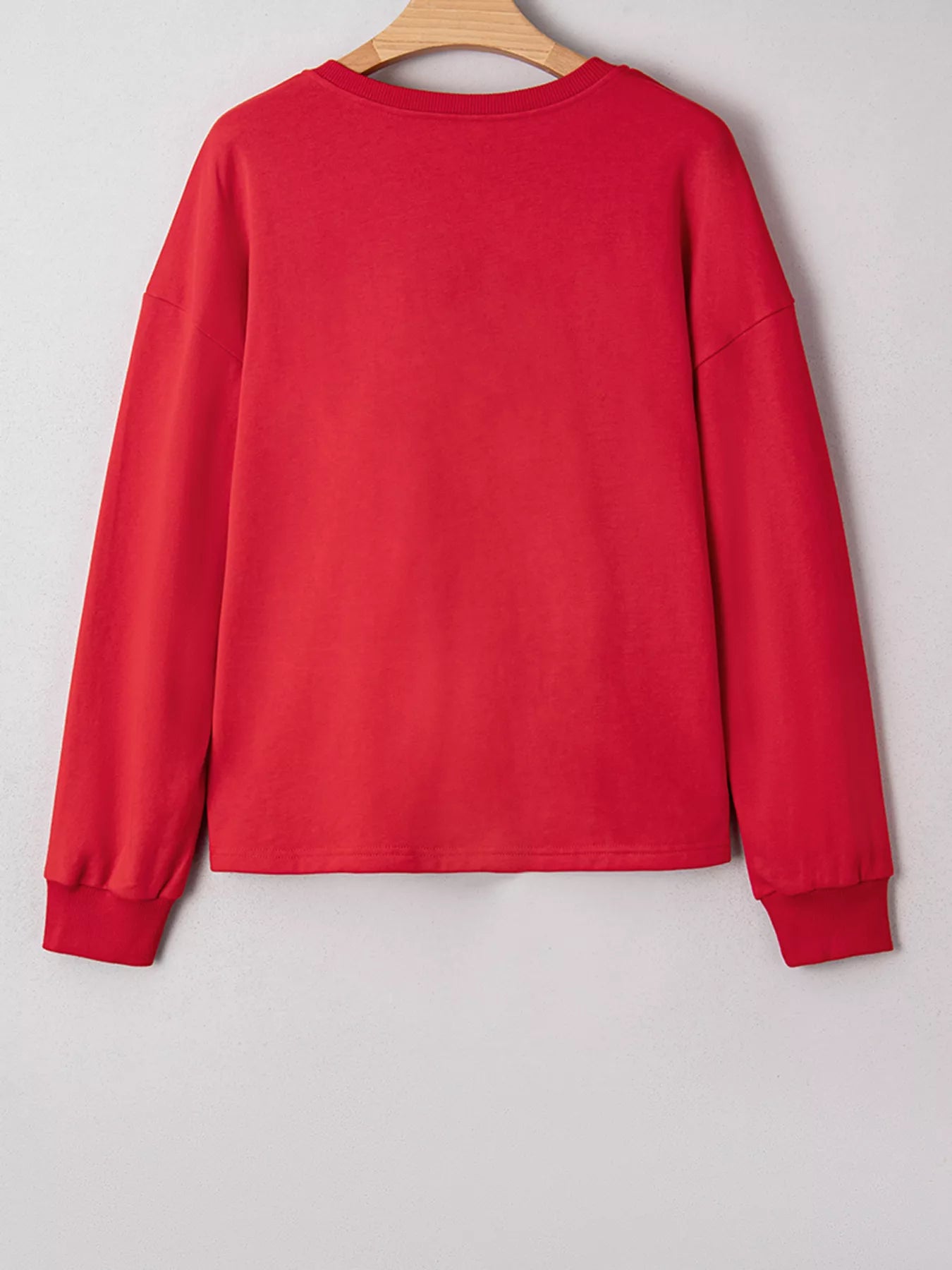 Plaid Frayed Double Christmas Tree Patched Drop Shoulder Sweatshirt