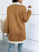 Switch Contrast Button Up Lapel Collar Long Sleeve Coat 2 image