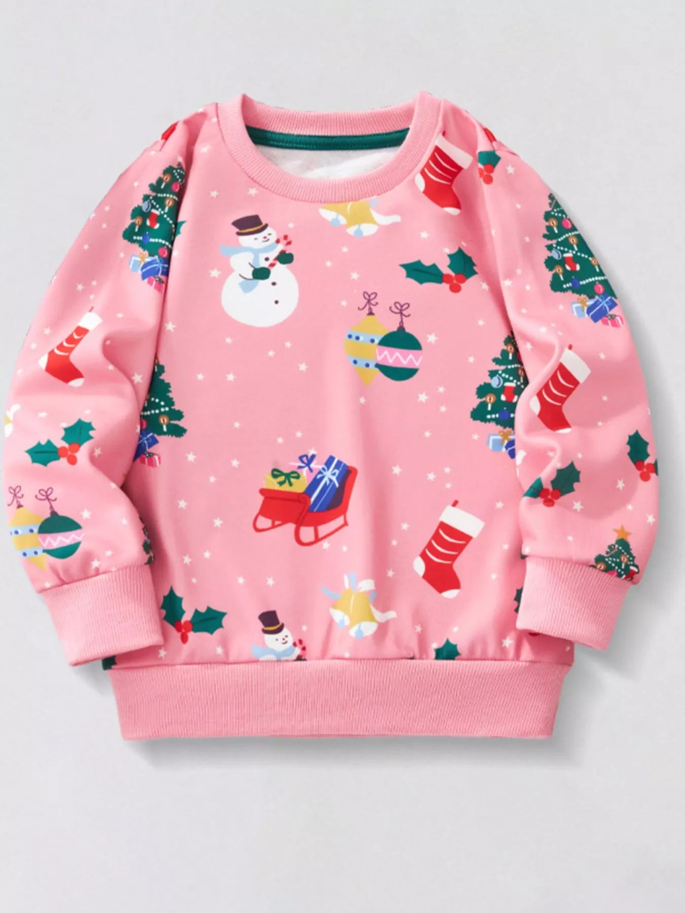 Children's Christmas Print Crew Neck Sweatshirt