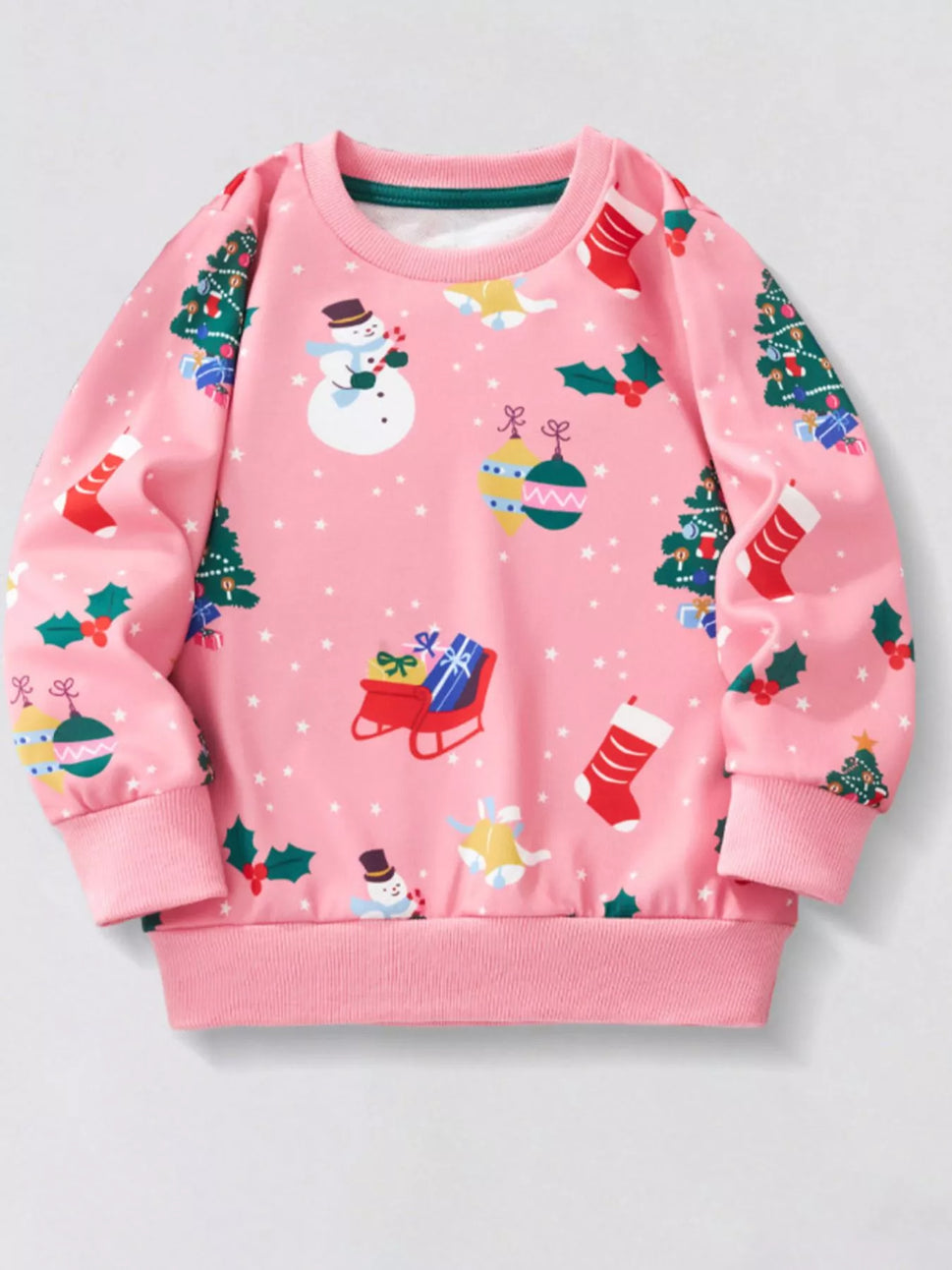 Children's Christmas Print Crew Neck Sweatshirt