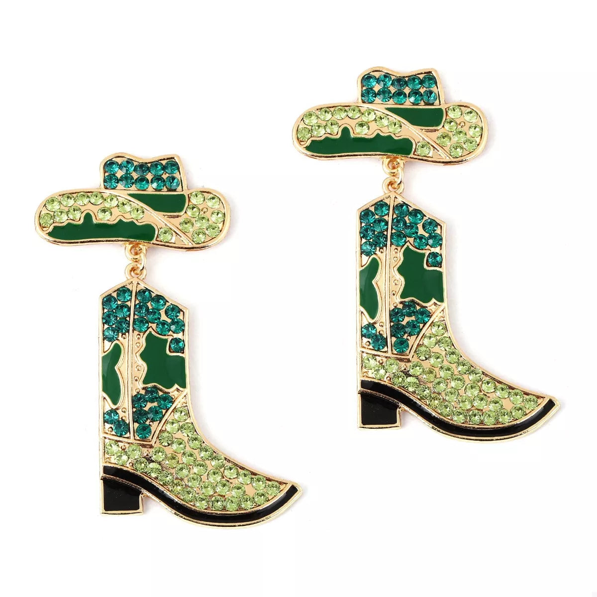Rhinestone Cowboy Boot Dangle Earrings