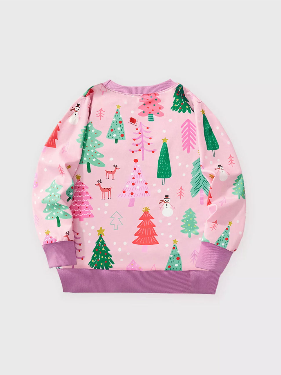 Children's Christmas Tree Print Crew Neck Sweatshirt