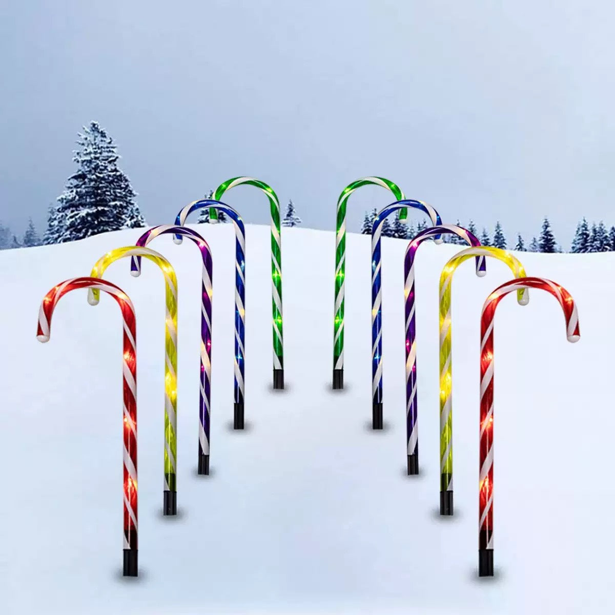 Solar Candy Cane Christmas Lights for Garden Decoration