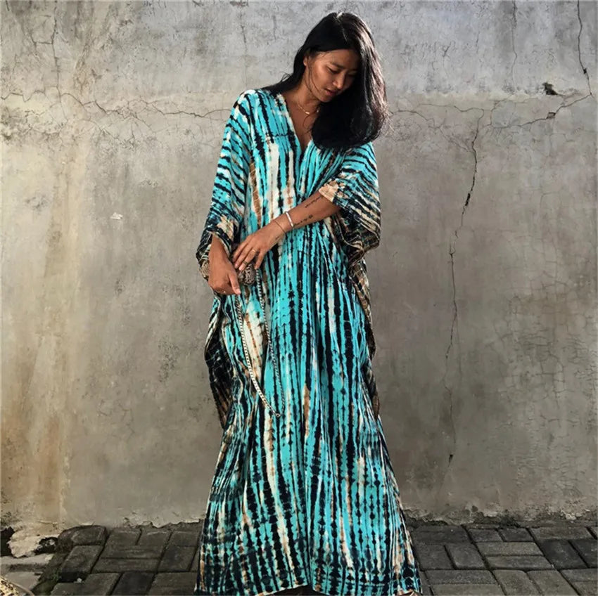 Women's Plus Size Beach Kaftan Dress – Half Sleeve Swimsuit Cover-Up