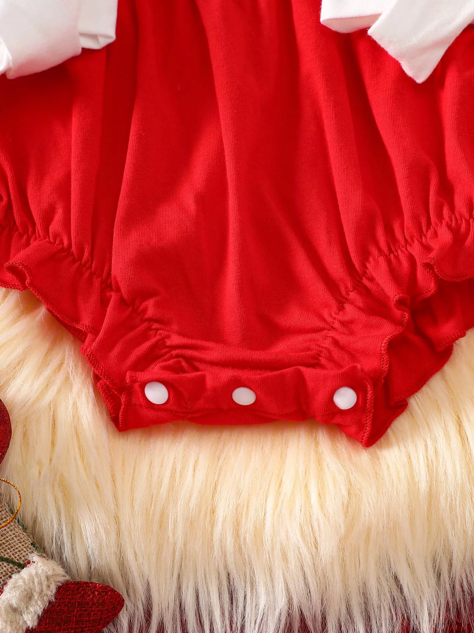 Children's Christmas Theme Bodysuit with Ruffled