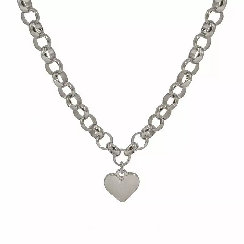 Heart Pendant Toggle Clasp Chain Necklace