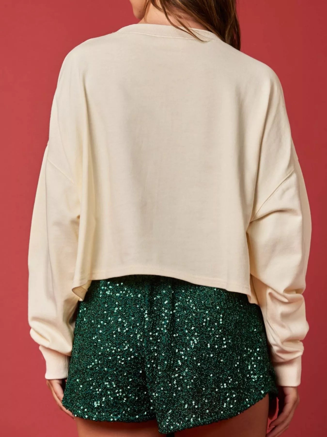 Christmas Holiday Lights Sequin Embellished Sweatshirt