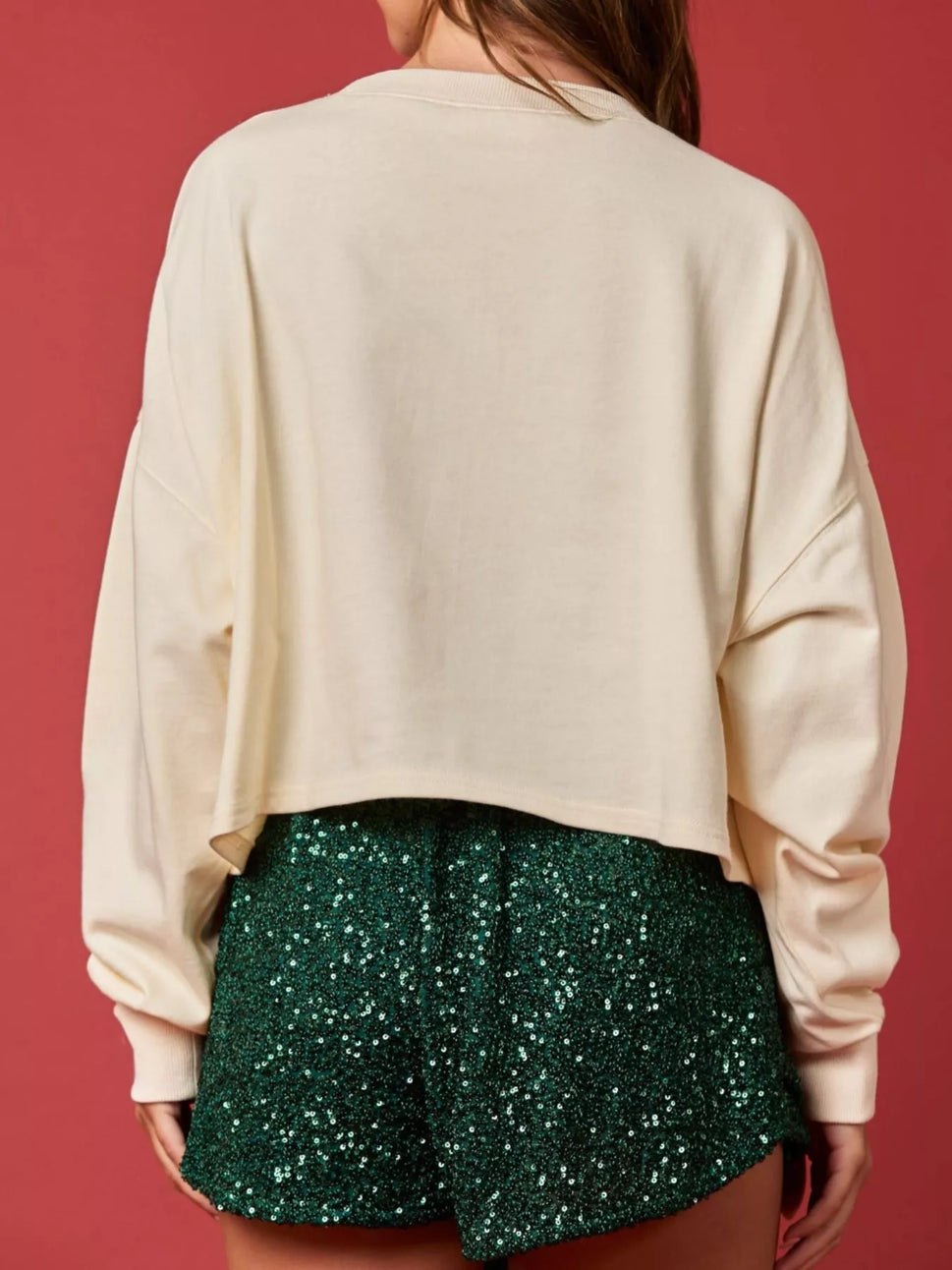 Christmas Holiday Lights Sequin Embellished Sweatshirt