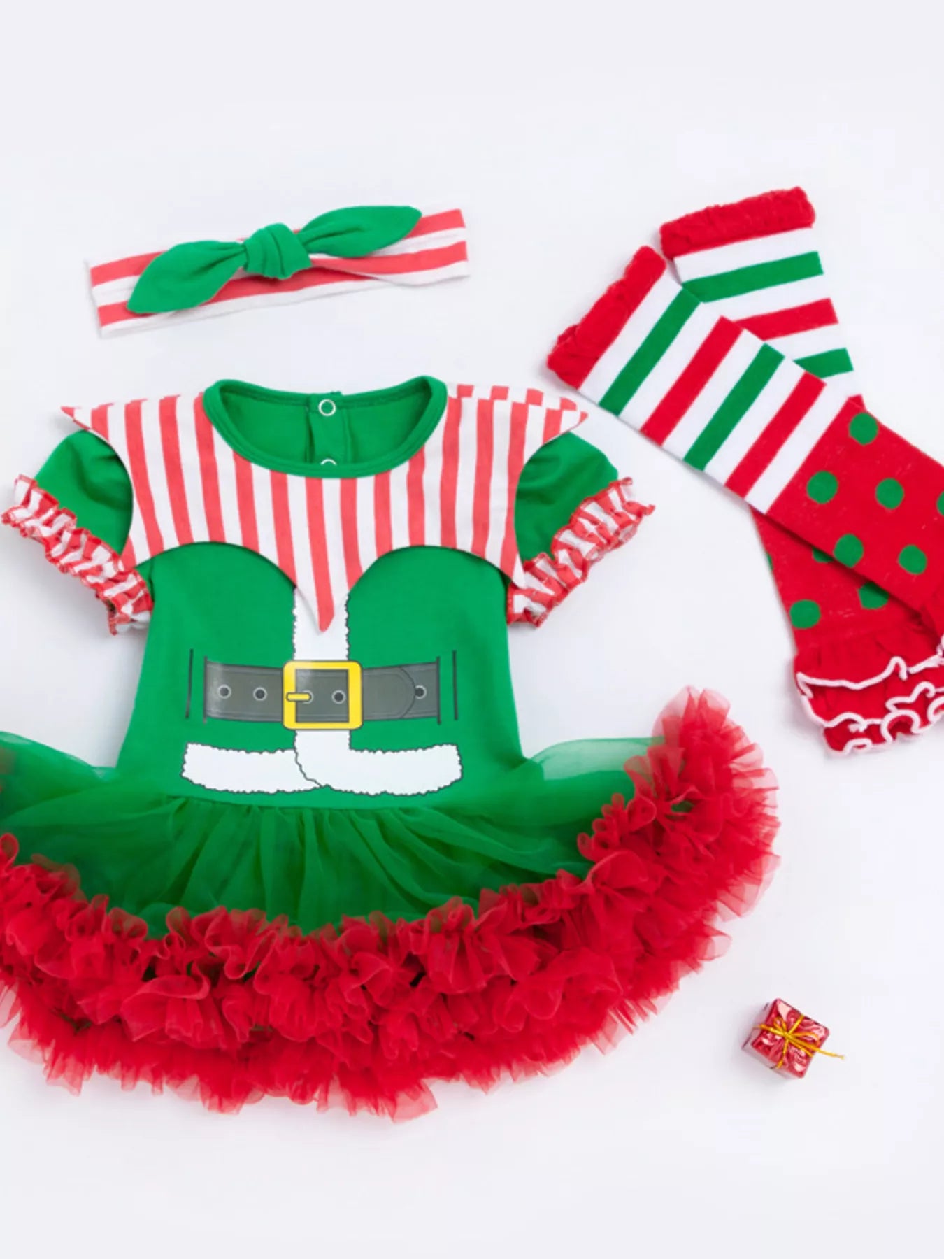 Children's Christmas One-Piece Dress 3 Piece Set