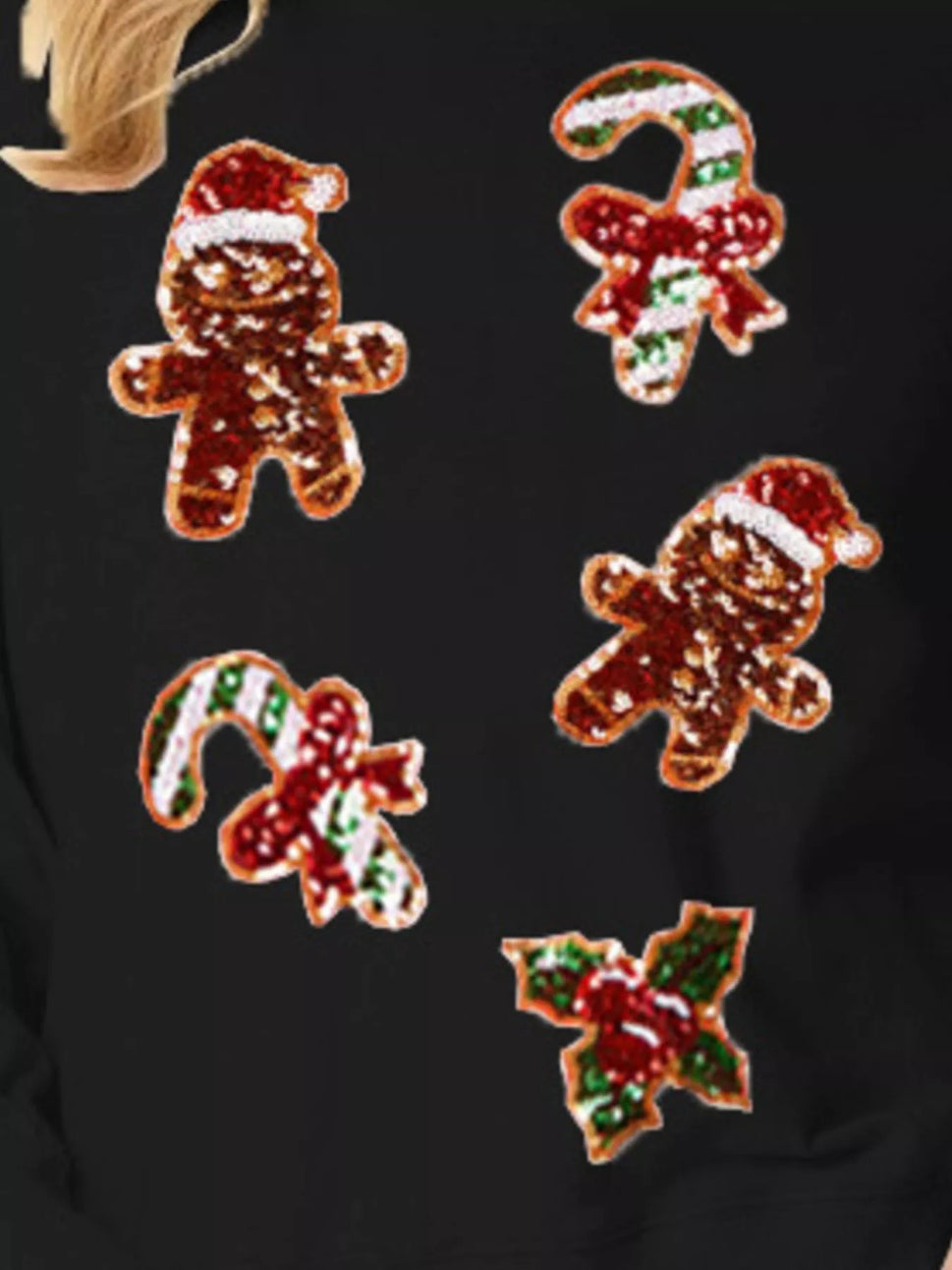 Christmas Holiday Sequined Gingerbread Sweatshirt