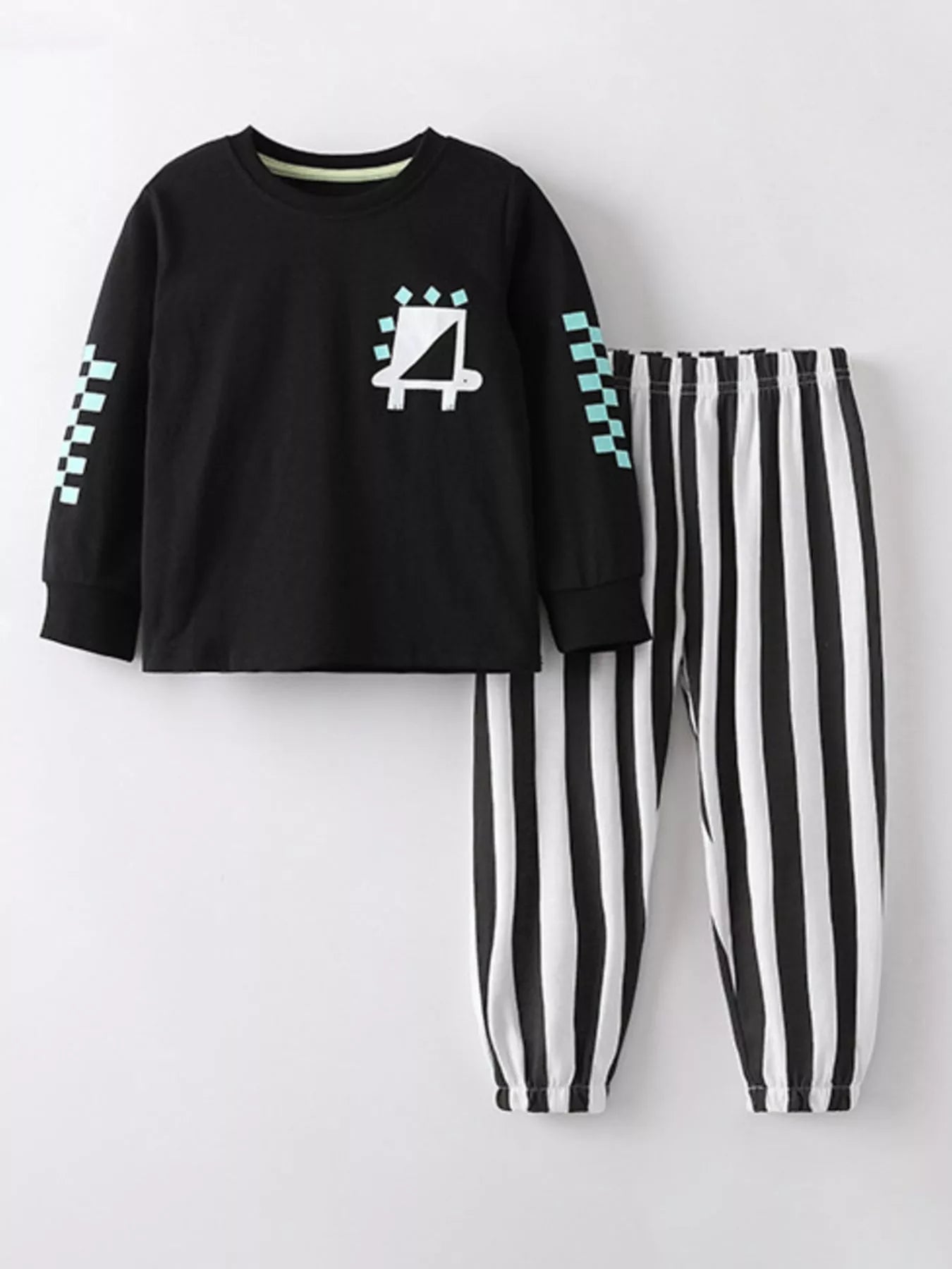 Children's Long Sleeve Top and Striped Pants Set