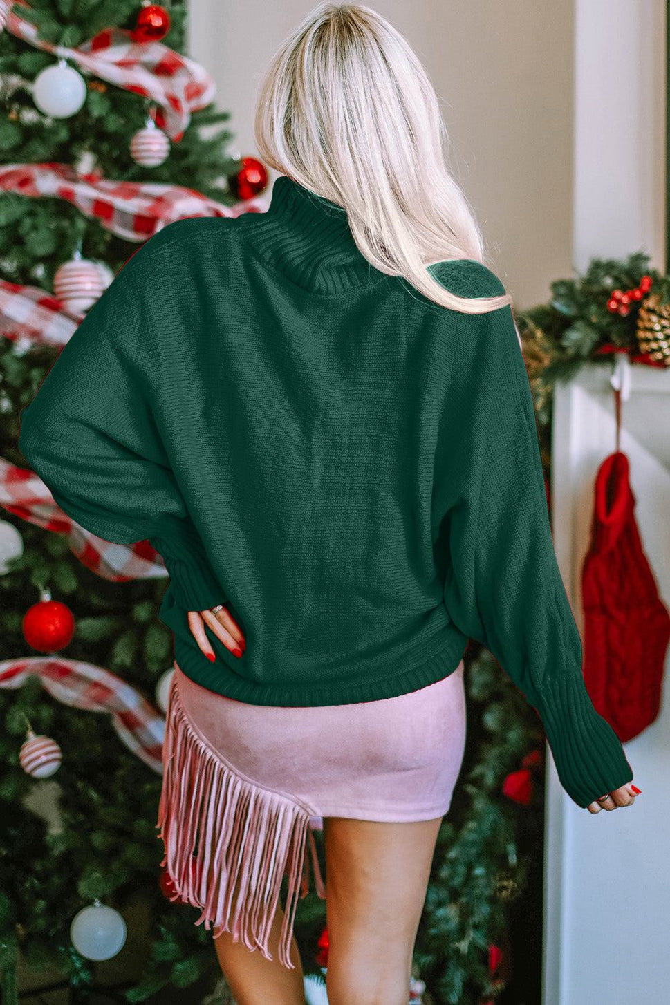 Double Take Full Size Merry Christmas Turtleneck Long Sleeve Sweater